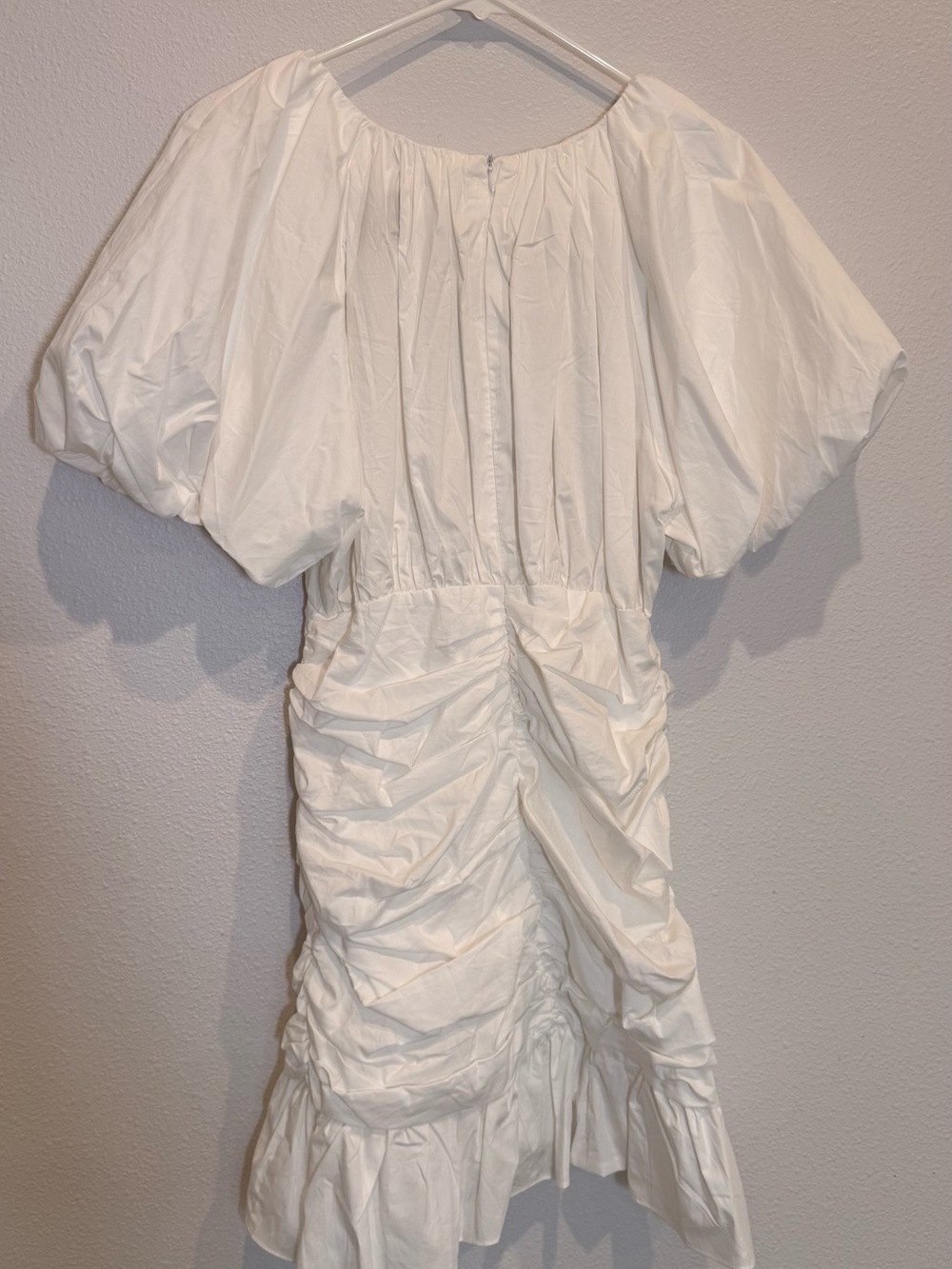 White Puff-Sleeve Women's Dress - Picture 2 of 4
